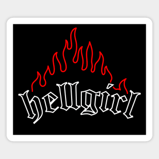 Hellgirl Aesthetic Goth Grl Grunge Design (Red Flames & White Text) Magnet